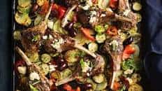 Greek vegetable and lamb tray bake