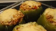 Green Bell Peppers stuffed with Tomato Lentil Couscous