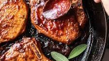 Harissa Maple Glazed Pork Chops