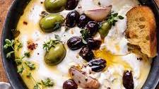 Honey Whipped Feta with Garlic Herb Roasted Olives