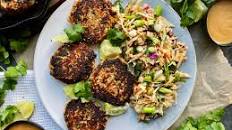 Korean Crab Cakes with Sweet Chili Slaw