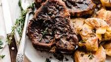 Lamb Chops with Shallot & Thyme Pan Sauce and Garlic Smashed Potatoes