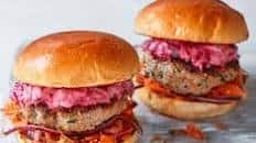 Lamb & quinoa burgers with beetroot tzatziki