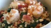 Lemon Barley With Shrimp, Bacon And Spinach Recipe