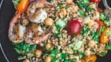 Mediterranean Chickpea Farro Salad with Shrimp