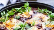 Moroccan Eggs with Lamb and Harissa yogurt