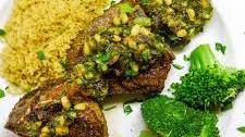 Moroccan Spiced Lamb Chops with Date, Pine Nut and Mint Chutney