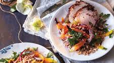 Mustard-Crusted Pork with Farro and Carrot Salad