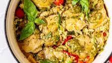ONE POT LOADED VEGGIE PESTO CHICKEN AND RICE