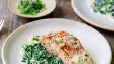 One Pan Creamy Salmon and Spinach