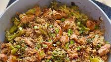 One Pan Honey Garlic Chicken Broccoli Rice