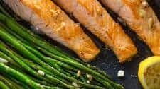One Pan Lemon Garlic Salmon and Asparagus