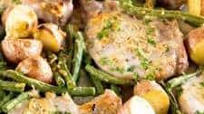 One Pan Parmesan Pork Chops and Veggies Recipe