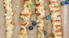 Orange Herb Chicken Kabobs with Blueberry Balsamic Sauce