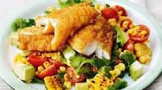 Paprika fish with corn avocado salsa