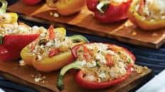 Planked Shrimp & Quinoa Stuffed Peppers