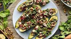 Red Wine Glazed Zucchini with Feta Pomegranate Herbs