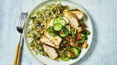Reduced-Carb Malay Pork Steak with Broccoli-Coconut 'Rice' & Sambal