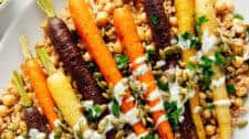 Roasted Carrots with Farro, Chickpeas & Herbed Crème Fraîche