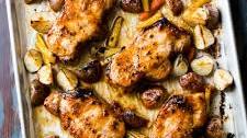 Roasted Garlic Pork Chops with Potatoes and Carrots
