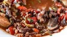 Rustic Beef and Mushroom Farro Soup