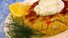 Salmon Patties with Dill Sauce