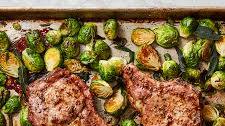 Sheet-Pan Cumin Pork Chops and Brussels Sprouts