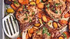 Sheet-Pan Maple-Mustard Pork Chops & Carrots