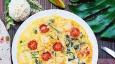 Shrimp Spinach Pretata [Italian omelet with shrimp and spinach]!