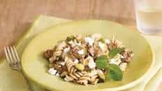 Skillet Brown Rice Fusilli with Lamb and Feta