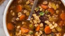 Slow Cooker Beef Barley Soup Recipe + VIDEO