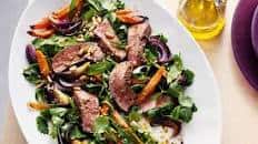 Spice-rubbed steak with carrot and quinoa salad