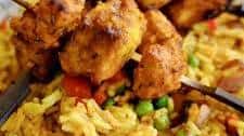 Spicy Chicken Skewers & Turmeric Rice