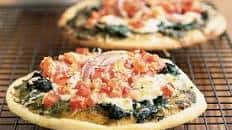 Spinach, ricotta and pesto mini pizzas