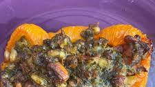Stuffed peppers with lamb, nuts and greens