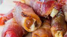 Sweet and Spicy Blue Cheese Bacon Wrapped Dates