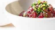 Tuna Tartare Poke Bowl with Wasabi Lime Avocado