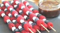 4th July Fruit Skewers with Chocolate Orange Sauce