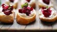 Beet Bruschetta with Goat Cheese and Basil