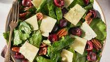 Beet Greens Salad with Cherries and Pecans