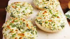 Cheesy Spinach-Artichoke Bagels