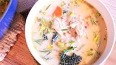 Creamy Chicken soup with Lentils and Kale