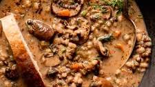 Creamy Mushroom Barley Soup with Lentils & Dill (Vegan)