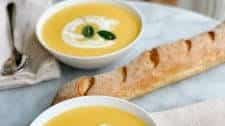 Creamy butternut squash soup with crispy sage