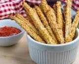 Crispy Baked Eggplant Fries with Marinara Dipping Sauce (aka Eggplant Parmesan Fries!)