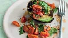 Grilled Avocado and Cherry Tomato with Lime and Coriander