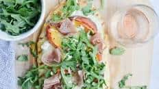 Grilled Peach, Goat Cheese and Prosciutto Flatbread