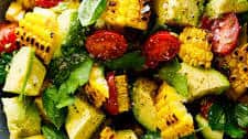 Grilled corn avocado salad