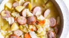 Healthy Green Cabbage and Sausage Soup with Potatoes