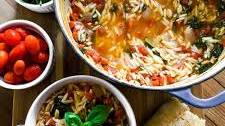 Italian Orzo Soup With Spinach And Tomatoes